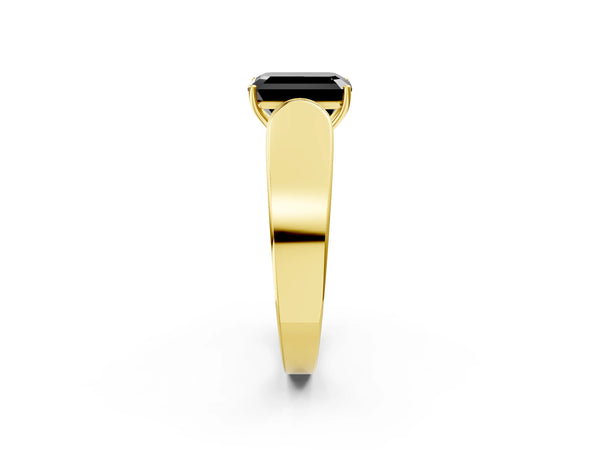 Yellow Gold Emerald Cut Channel Set Engagement Ring Setting for Black Center with Wide Band
