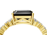 Yellow gold Fancy Black Emerald Cut Diamond Cluster Pavé Band with Four-Prong Setting_16