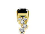 Yellow gold Fancy Black Emerald Cut Diamond Cluster Pavé Band with Four-Prong Setting_17