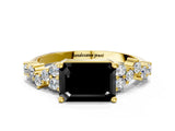Yellow gold Fancy Black Emerald Cut Diamond Cluster Pavé Band with Four-Prong Setting_3