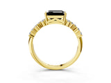 Yellow gold Fancy Black Emerald Cut Diamond Cluster Pavé Band with Four-Prong Setting_6