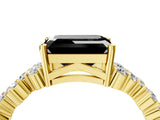 Yellow gold Fancy Black Emerald Cut Diamond Cluster Pavé Band with Four-Prong Setting_7