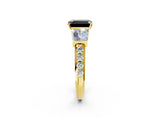 Yellow gold Fancy Black Emerald Cut Diamond Engagement Ring with Baguette Side Stones and Channel Set Band_14