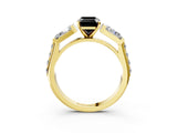 Yellow gold Fancy Black Emerald Cut Diamond Engagement Ring with Baguette Side Stones and Channel Set Band_15