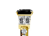 Yellow gold Fancy Black Emerald Cut Diamond Engagement Ring with Baguette Side Stones and Channel Set Band_17