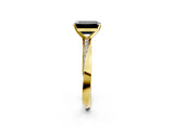 Yellow gold Fancy Black Emerald Cut Diamond Engagement Ring with Side Stone Accents and Four-Prong Setting_14