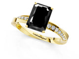 Yellow gold Fancy Black Emerald Cut Diamond Engagement Ring with Side Stone Accents and Four-Prong Setting_73