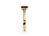 Yellow gold Fancy Black Emerald Cut Diamond Engagement Ring with Side Stone Accents and Four-Prong Setting_74