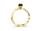 Yellow gold Fancy Black Emerald Cut Diamond Engagement Ring with Side Stone Accents and Four-Prong Setting_75
