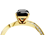 Yellow gold Fancy Black Emerald Cut Diamond Engagement Ring with Side Stone Accents and Four-Prong Setting_76