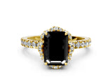 Yellow gold Fancy Black Emerald Cut Diamond Halo Pave Band with Four-Prong Setting_3