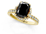 Yellow gold Fancy Black Emerald Cut Diamond Halo Pave Band with Four-Prong Setting_4