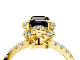 Yellow gold Fancy Black Emerald Cut Diamond Halo Pave Band with Four-Prong Setting_7
