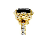 Yellow gold Fancy Black Emerald Cut Diamond Halo Pave Band with Four-Prong Setting_8