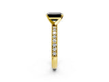 Yellow gold Fancy Black Emerald Cut Diamond Milgrain Pavé Engagement Ring with Four-Prong Setting_2
