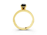 Yellow gold Fancy Black Emerald Cut Diamond Milgrain Pavé Engagement Ring with Four-Prong Setting_3