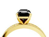 Yellow gold Fancy Black Emerald Cut Diamond Milgrain Pavé Engagement Ring with Four-Prong Setting_4