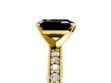Yellow gold Fancy Black Emerald Cut Diamond Milgrain Pavé Engagement Ring with Four-Prong Setting_5