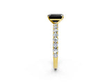 Yellow gold Fancy Black Emerald Cut Diamond Pavé Band Solitaire Ring with Prong Setting_14
