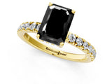 Yellow gold Fancy Black Emerald Cut Diamond Pave Band Solitaire Ring with Four-Prong Setting_13