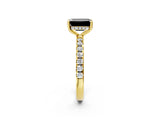 Yellow gold Fancy Black Emerald Cut Diamond Pave Band Solitaire Ring with Four-Prong Setting_14