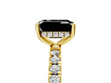 Yellow gold Fancy Black Emerald Cut Diamond Pave Band Solitaire Ring with Four-Prong Setting_17