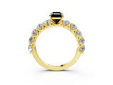Yellow gold Fancy Black Emerald Cut Diamond Prong Setting with Side Stones on a Pave Band_3