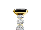 Yellow gold Fancy Black Emerald Cut Diamond Prong Setting with Side Stones on a Pave Band_5
