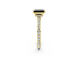Yellow gold Fancy Black Emerald Cut Diamond Ring with Pavé Band and Four-Prong Setting_2