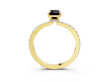 Yellow gold Fancy Black Emerald Cut Diamond Ring with Pavé Band and Four-Prong Setting_3