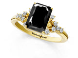 Yellow gold Fancy Black Emerald Cut Diamond Ring with Side Stones and Four-Prong Setting_37