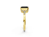 Yellow gold Fancy Black Emerald Cut Diamond Ring with Side Stones and Four-Prong Setting_38