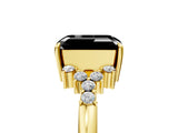 Yellow gold Fancy Black Emerald Cut Diamond Ring with Side Stones and Four-Prong Setting_41