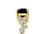 Yellow gold Fancy Black Emerald Cut Diamond Scattered Round Accent Ring with Prong Setting_19