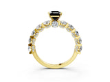 Yellow gold Fancy Black Emerald Cut Diamond Side Stone Engagement Ring with Four-Prong Setting_27