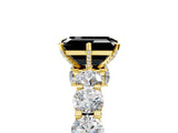 Yellow gold Fancy Black Emerald Cut Diamond Side Stone Engagement Ring with Four-Prong Setting_29