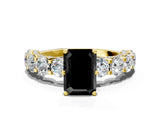 Yellow gold Fancy Black Emerald Cut Diamond Side Stone Engagement Ring with Four-Prong Setting_36
