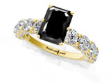 Yellow gold Fancy Black Emerald Cut Diamond Side Stone Engagement Ring with Four-Prong Setting_37