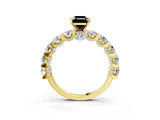 Yellow gold Fancy Black Emerald Cut Diamond Side Stone Engagement Ring with Four-Prong Setting_39