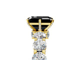 Yellow gold Fancy Black Emerald Cut Diamond Side Stone Engagement Ring with Four-Prong Setting_41
