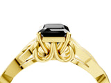 Yellow gold Fancy Black Emerald Cut Diamond Solitaire Engagement Ring with Celtic Knot Band and Four-Prong Setting_4