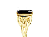 Yellow gold Fancy Black Emerald Cut Diamond Solitaire Engagement Ring with Celtic Knot Band and Four-Prong Setting_5
