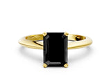 Yellow gold Fancy Black Emerald Cut Diamond Solitaire Engagement Ring with Classic Band and Four-Prong Setting_24