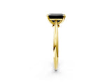 Yellow gold Fancy Black Emerald Cut Diamond Solitaire Engagement Ring with Classic Band and Four-Prong Setting_26