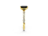 Yellow gold Fancy Black Emerald Cut Diamond Solitaire Engagement Ring with Pavé Band and Prong Setting_2