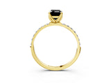 Yellow gold Fancy Black Emerald Cut Diamond Solitaire Engagement Ring with Pavé Band and Prong Setting_3