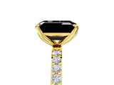 Yellow gold Fancy Black Emerald Cut Diamond Solitaire Engagement Ring with Pavé Band and Prong Setting_5