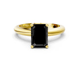 Yellow gold Fancy Black Emerald Cut Diamond Solitaire Engagement Ring with Round Band and Four-Prong Setting_84