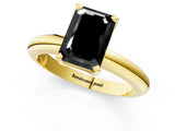 Yellow gold Fancy Black Emerald Cut Diamond Solitaire Engagement Ring with Round Band and Four-Prong Setting_85