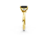 Yellow gold Fancy Black Emerald Cut Diamond Solitaire Engagement Ring with Round Band and Four-Prong Setting_86